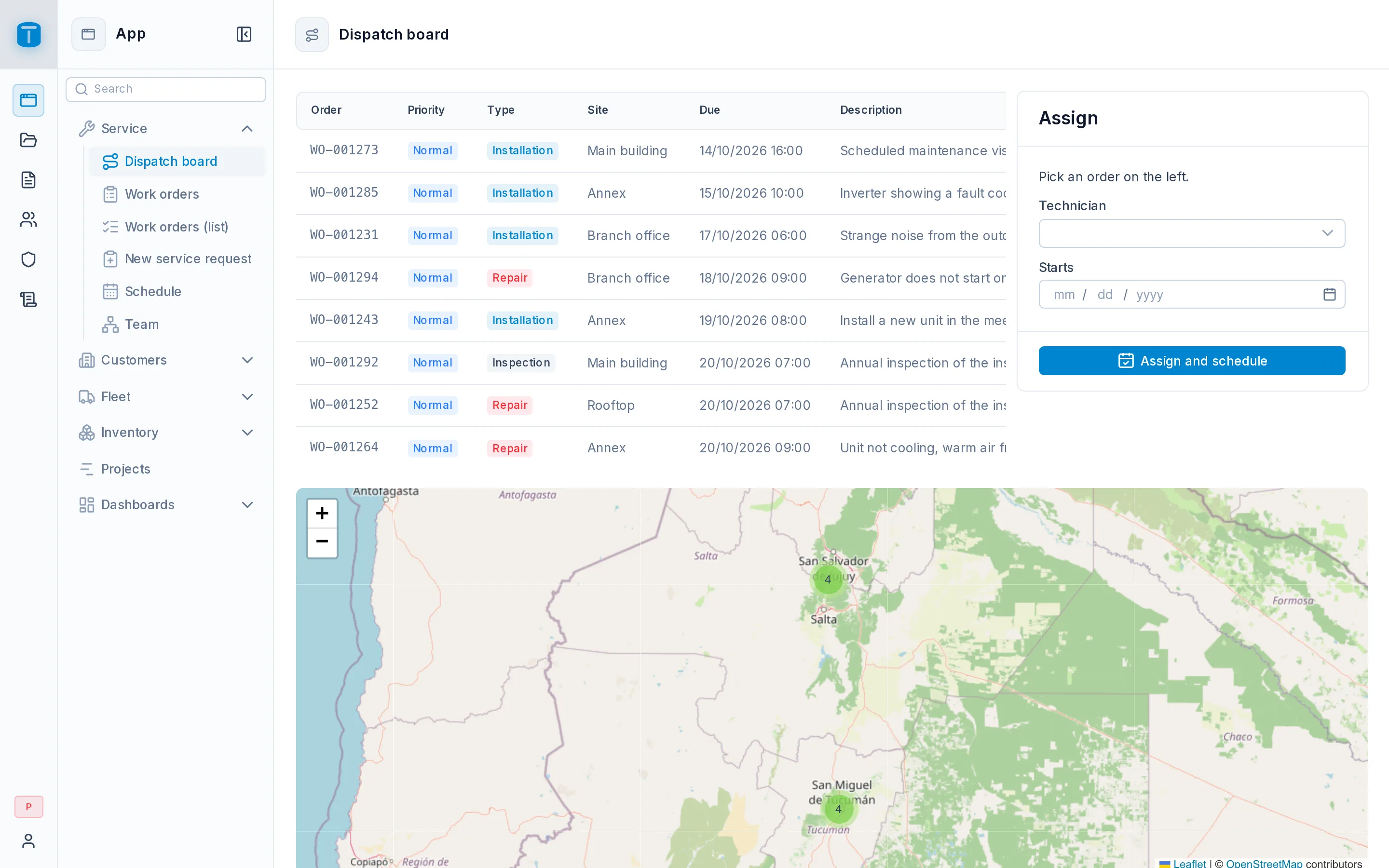 A Salta dispatcher's Users screen: only Salta's staff, with Invite and Deactivate.