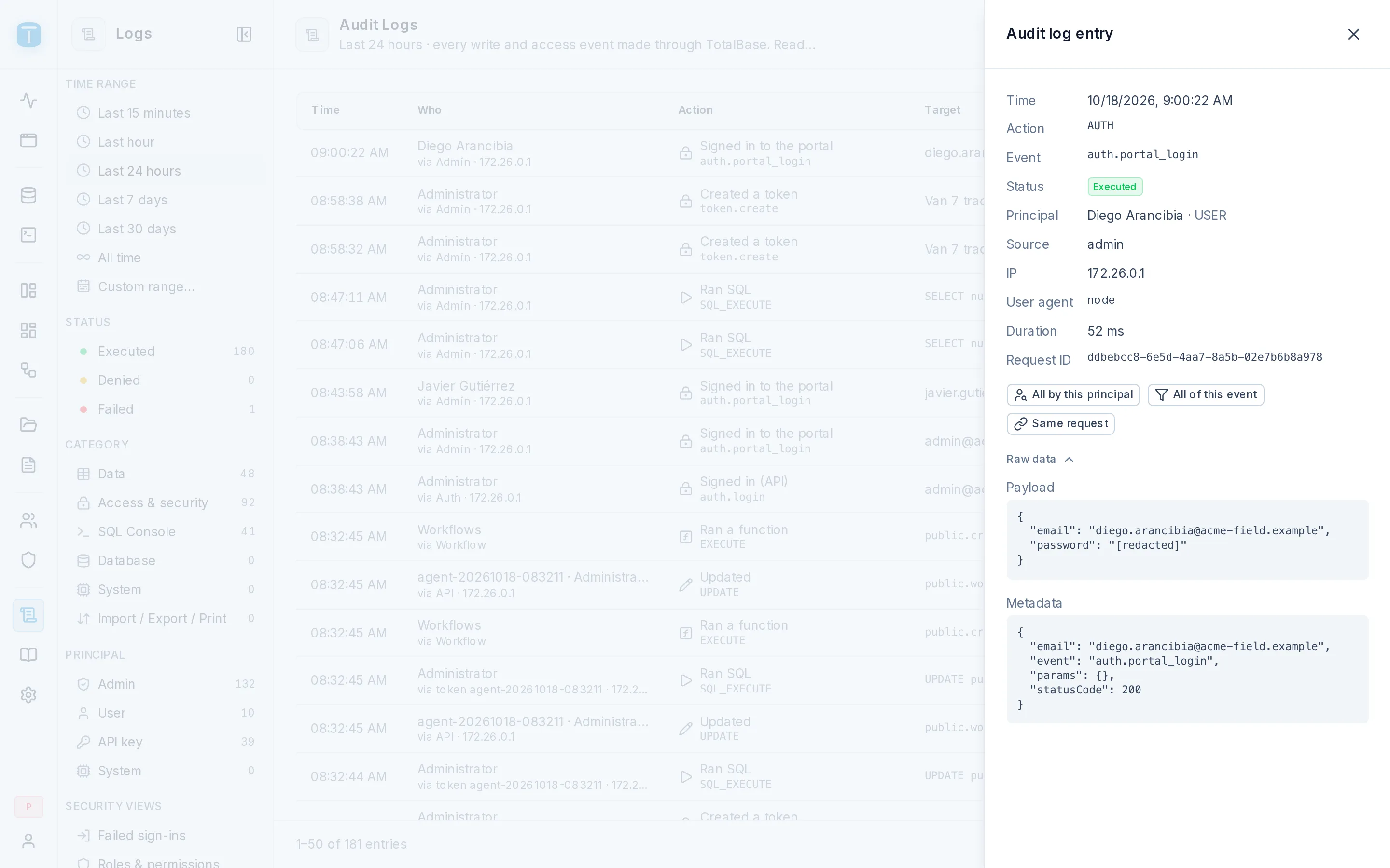 An entry: a dispatcher's update of a work order, its status and technician changed.