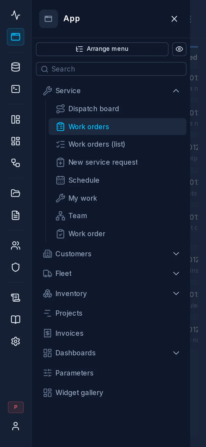 The menu