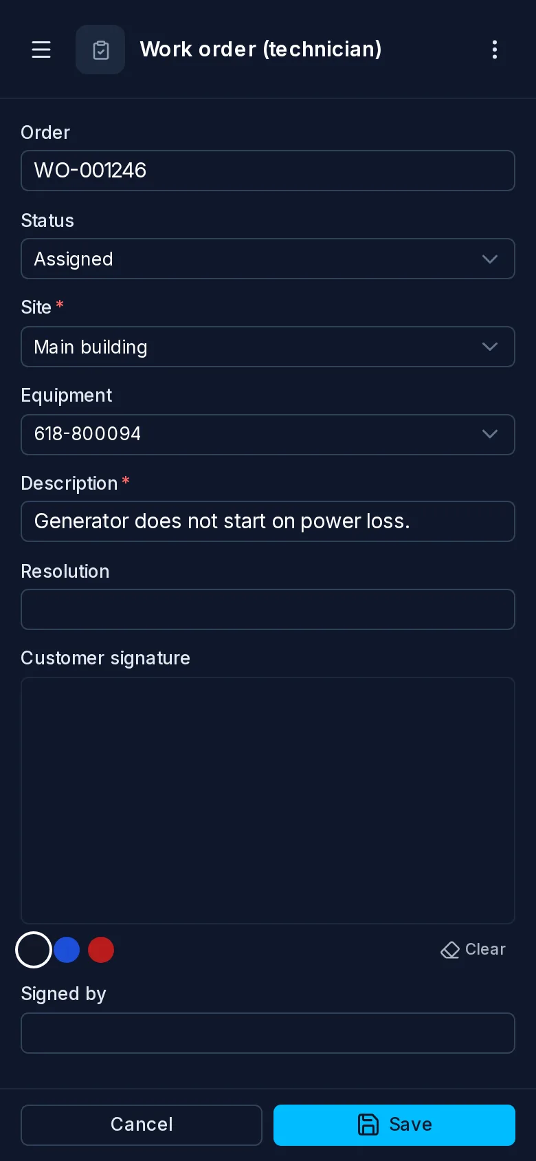A work order